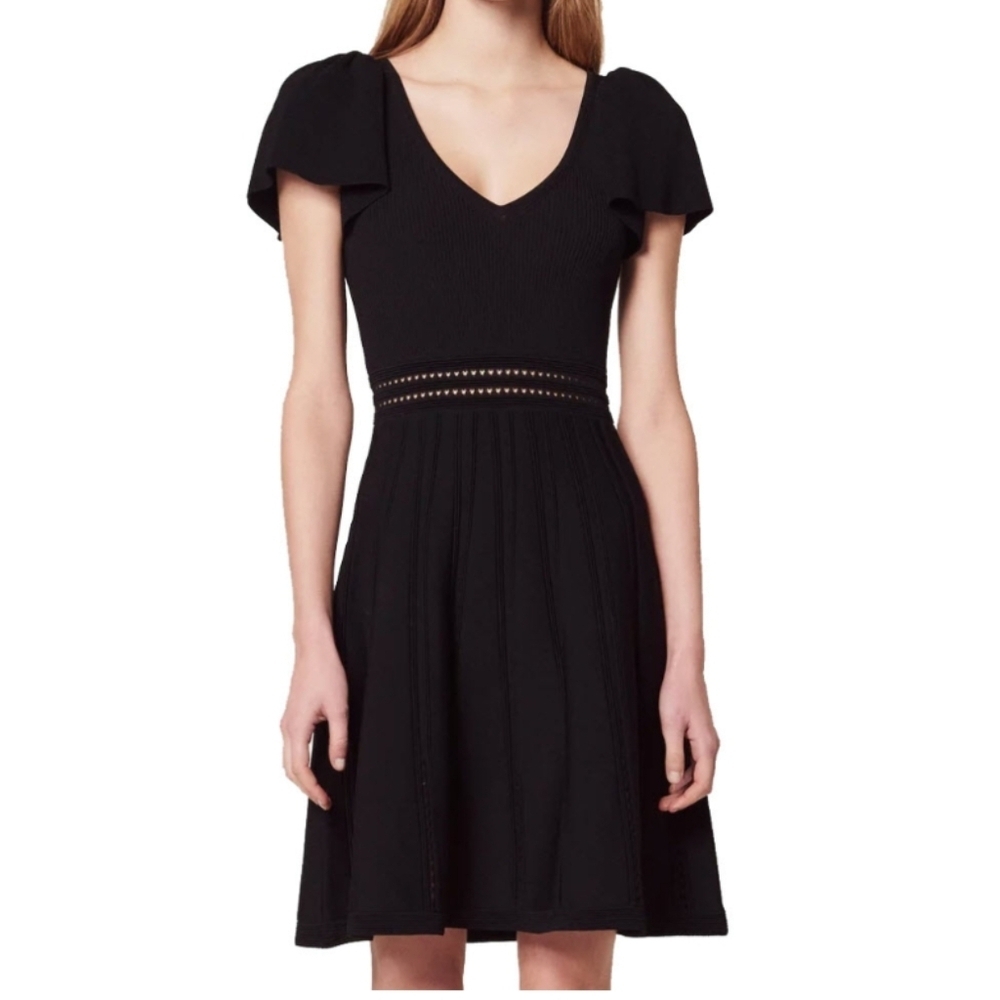 NEW Sandro Edwin Flutter Sleeve Dress
